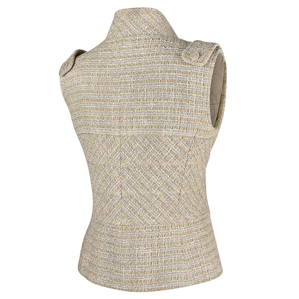 Chanel 01P  Fantasy Tweed Vest / Top Zip Front High Neck 42 fits 6 to 8