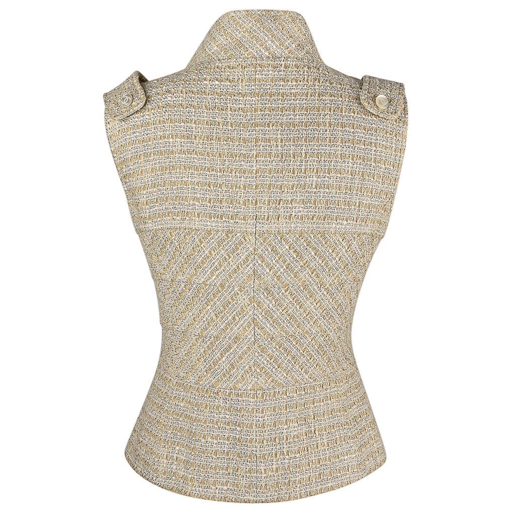 Chanel 01P  Fantasy Tweed Vest / Top Zip Front High Neck 42 fits 6 to 8