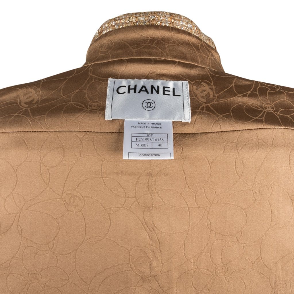 Chanel 05P Jacket Metallic Gold Silver Tweed Single Breast 40 / 8