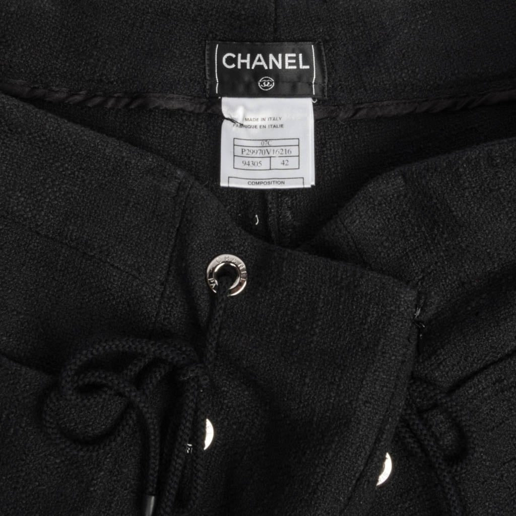 Chanel 07C Pant Sailor Influence Black Nubby Cotton 42 / 10