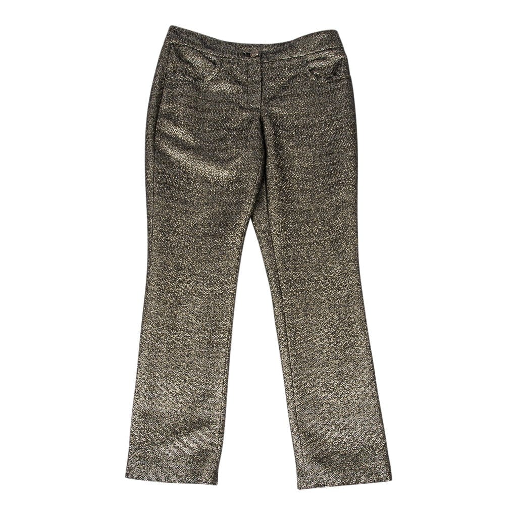 Chanel Pant 12A Gold and Black Tweed Size 38 / 4