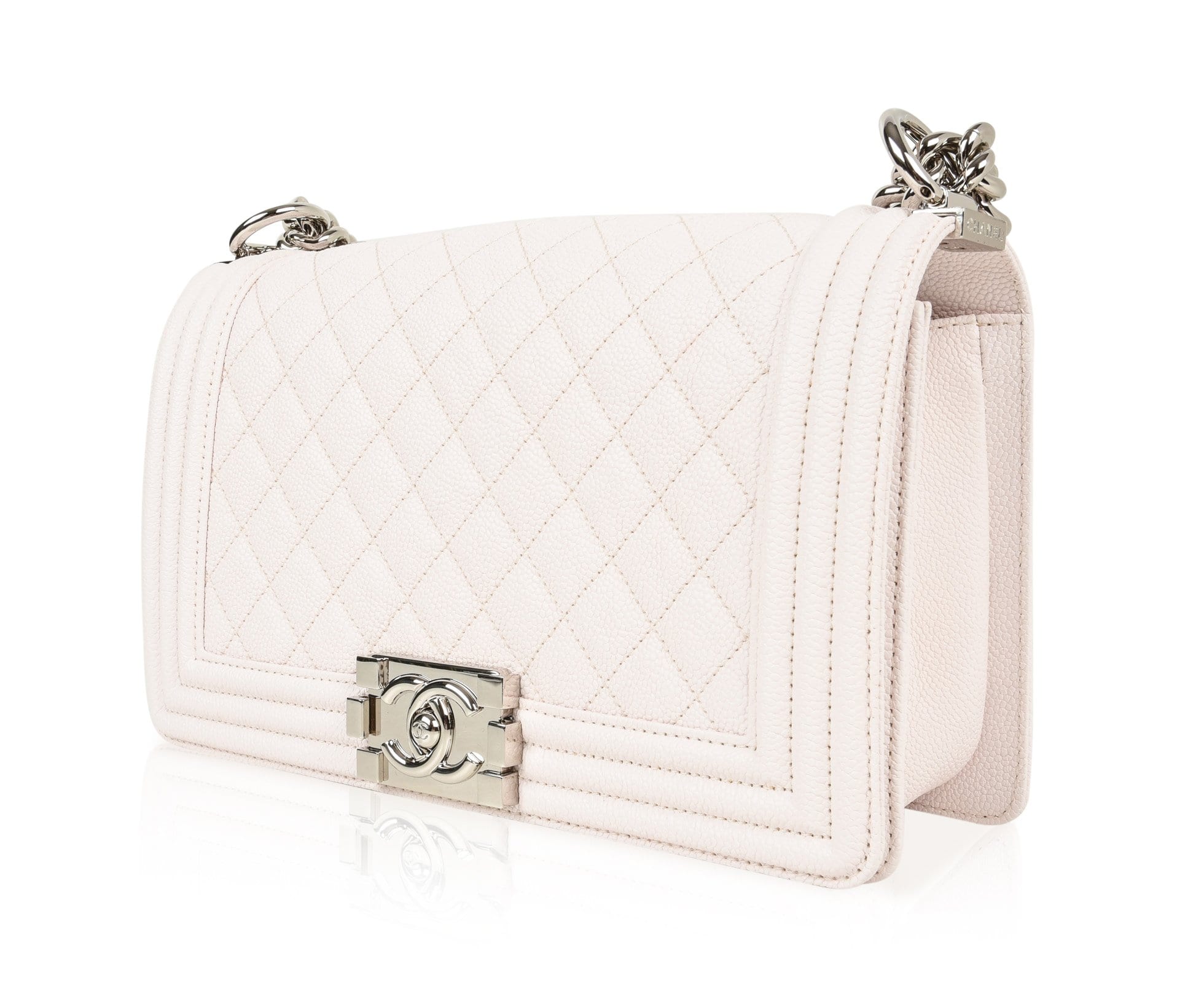 Chanel Bag Pale Pink / Nude Quilted Caviar Medium - mightychic