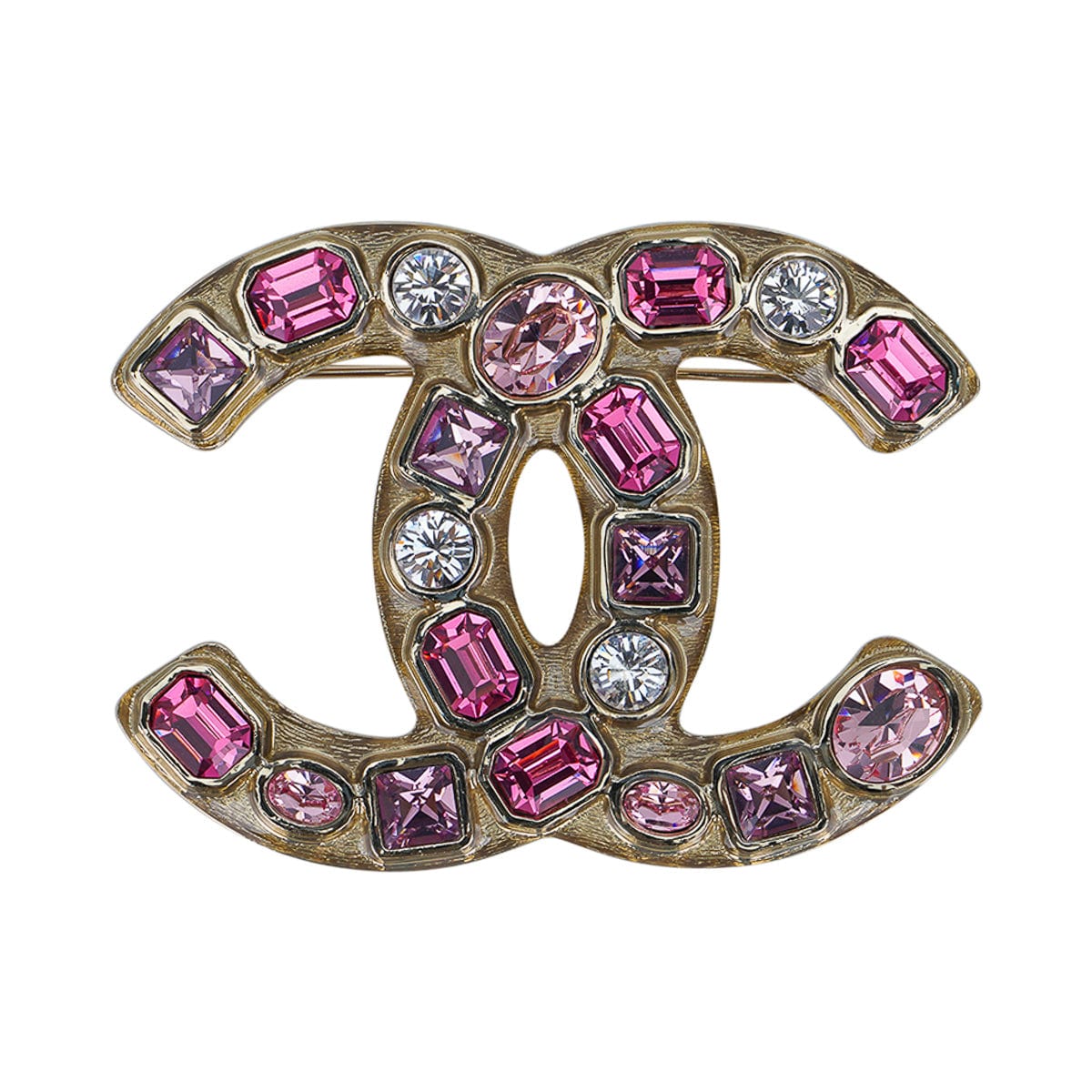 Chanel CC Brooch Diamante Pink, Lavender, & Clear