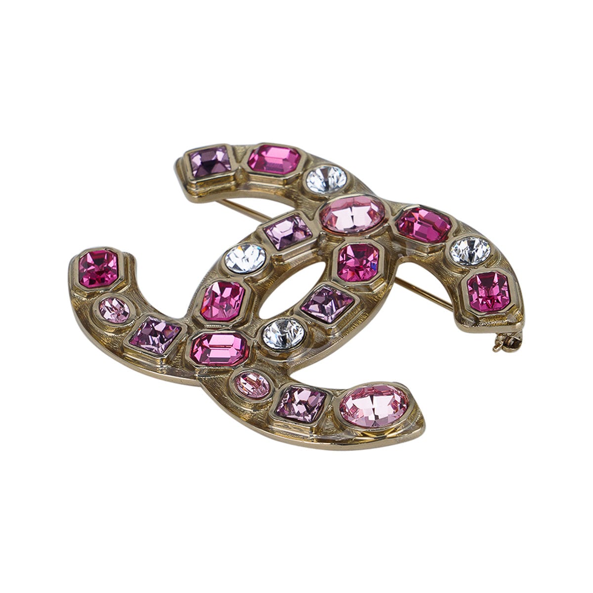 Chanel CC Brooch Diamante Pink, Lavender, & Clear