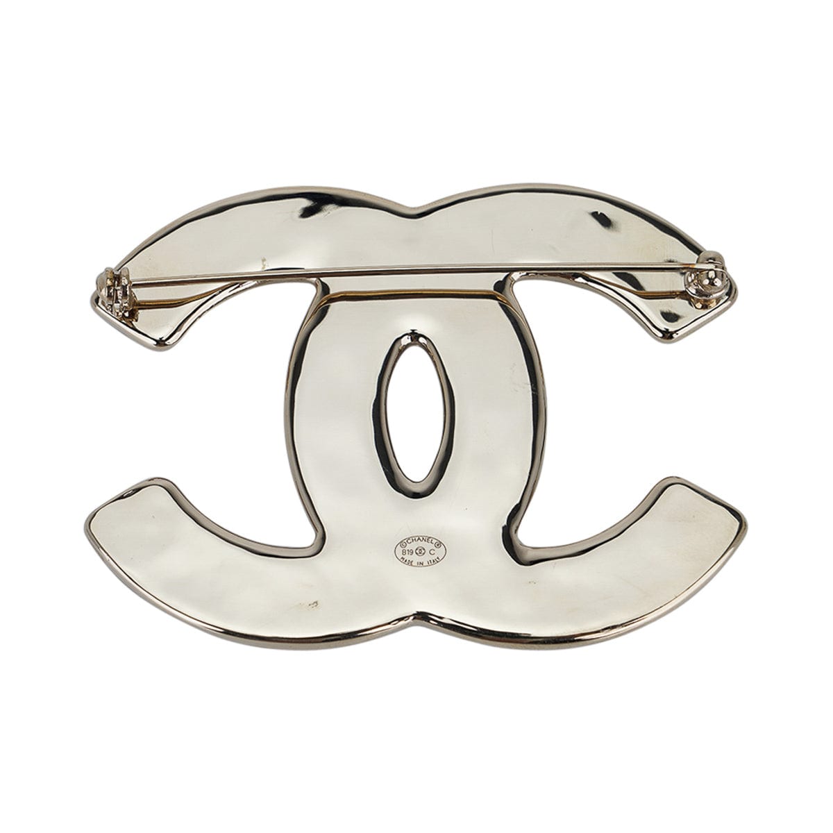 Chanel CC Logo Ribbon Rhinestone Silver ABA922 Gold Plated