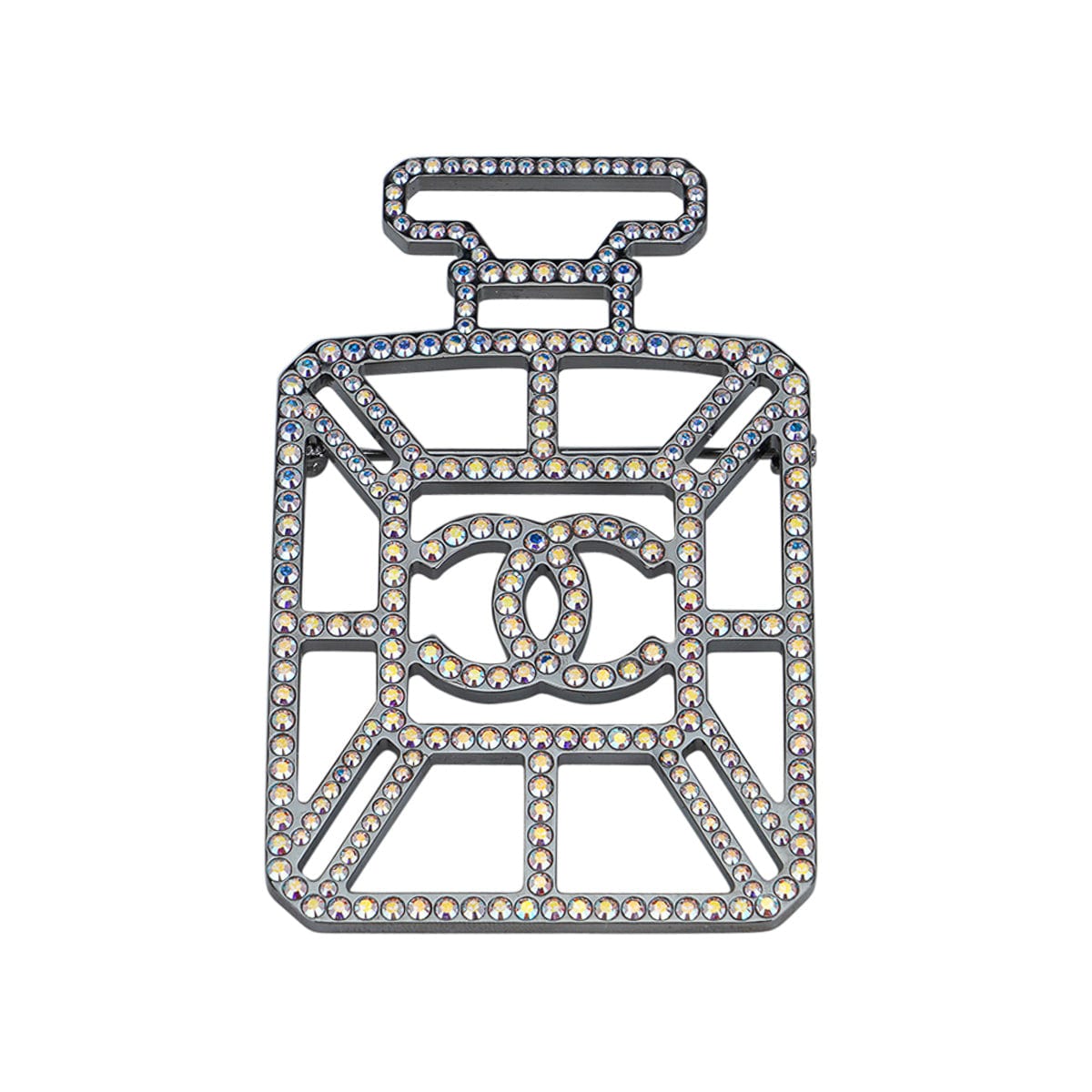 Chanel Classic Silver CC Square Round Crystal Cutout Double Cuff Bracelet -  LAR Vintage