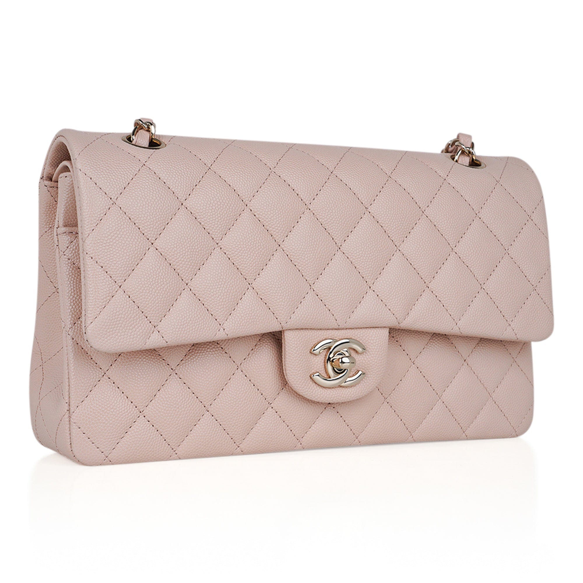 Chanel Beige Quilted Lambskin Leather Medium Classic Double Flap Bag