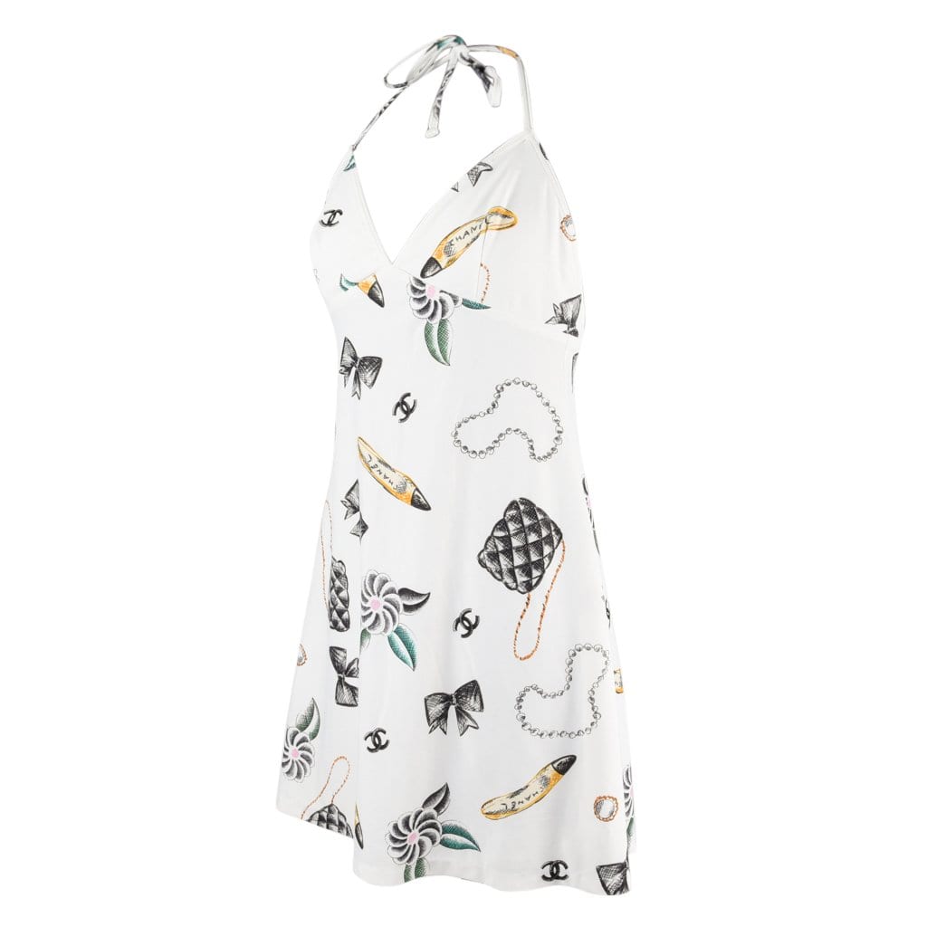 Chanel Vintage Swimsuit Bather Cover Up Print Iconic Symbols 40 / 6 - mightychic