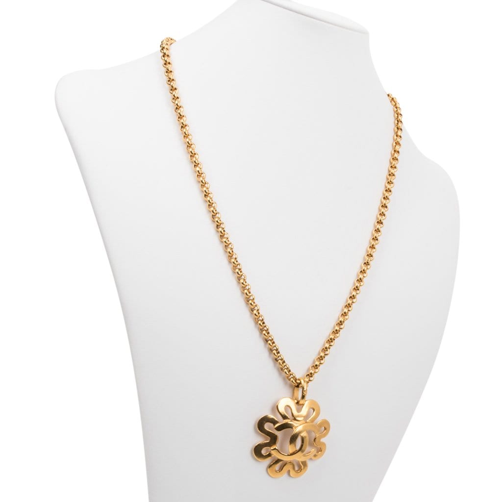 Chanel CHANEL Back Motif Pendant Necklace Metal/Resin Light Gold/Black  42/59cm B23C Cocomark Matrasse Bag Costume Jewelry