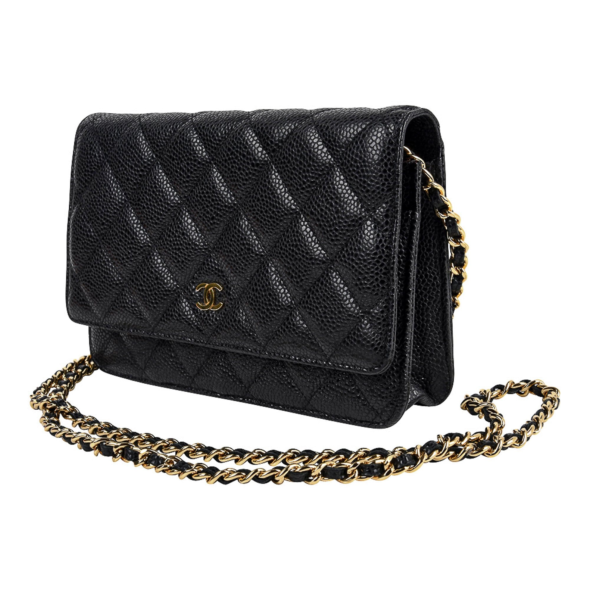 Chanel Wallet on Chain WOC Caviar Black Quilted Leather Bag w/Box ...