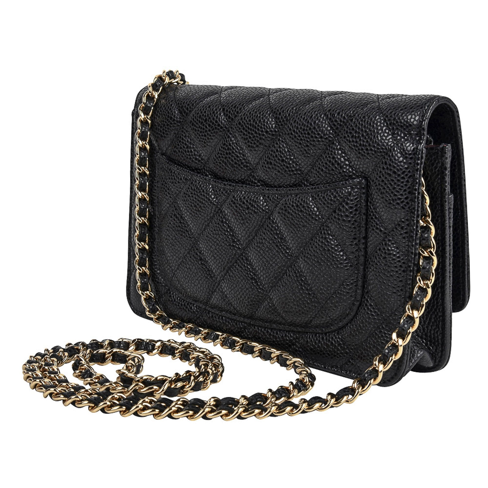 Chanel Caviar Quilted Mini Boy Clutch Wallet on a Chain Black