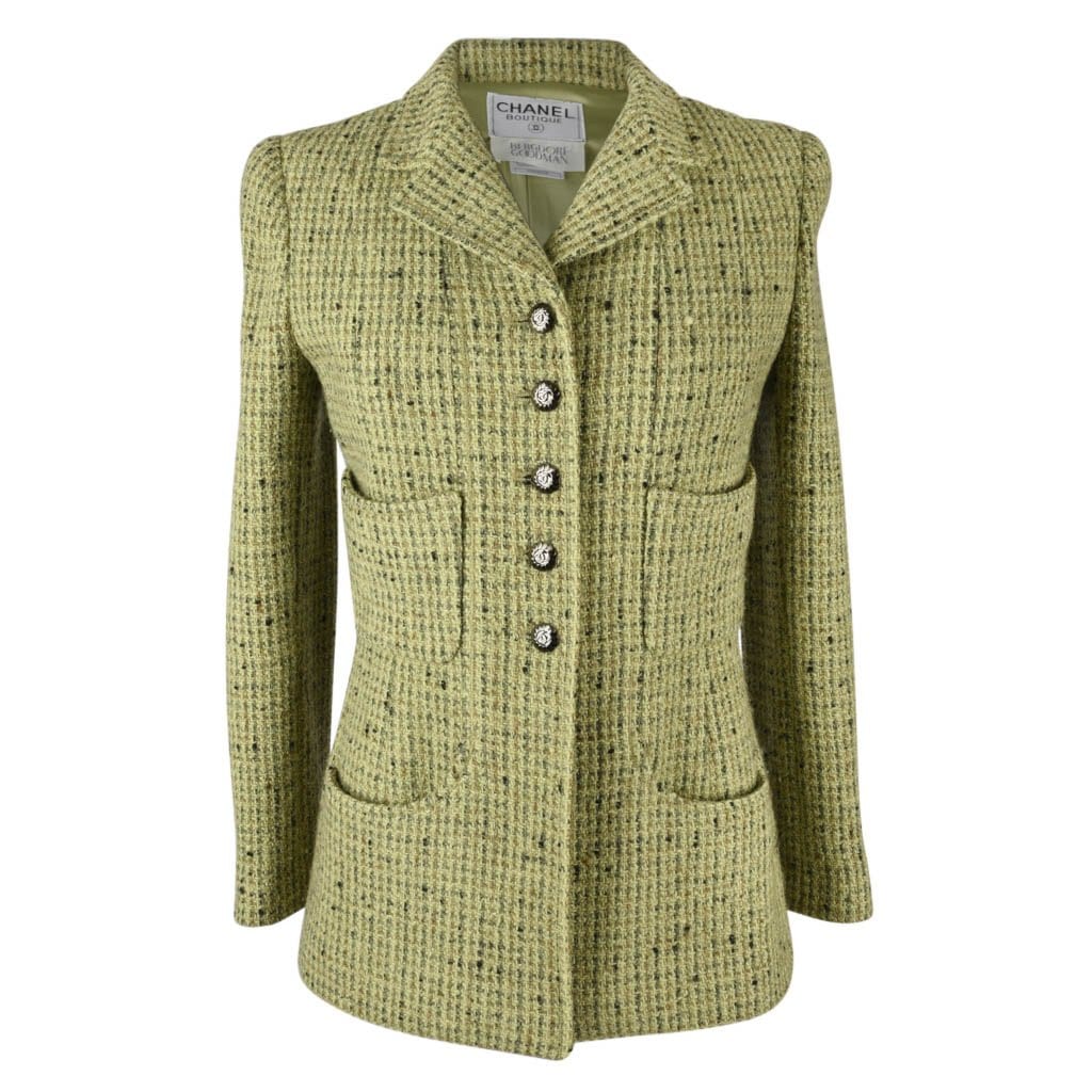 Vintage Chanel Green Tweed Jacket FR46 1998 - Mrs Vintage