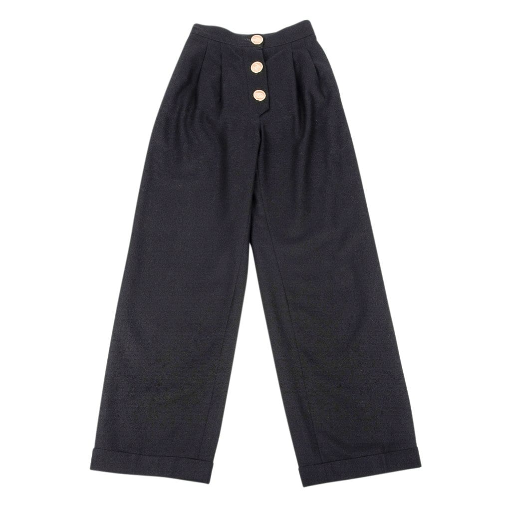 CHANEL, Pants & Jumpsuits, Chanel Vintage 9s Black Trousers Spring 996 Black  Pants With Cc Buttons