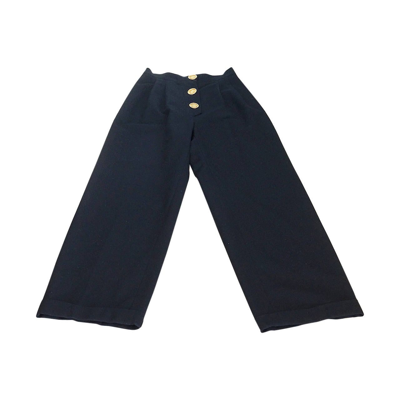 Chanel Wide Leg, High Waist Vintage Pant with CC Buttons Size 36 / 4