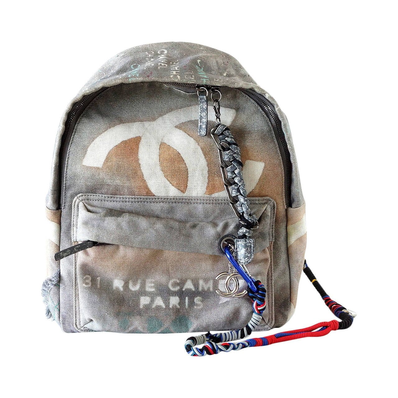 Chanel Bag Graffiti Art School Runway Limited Edition Gray Backpack Ra –  Mightychic