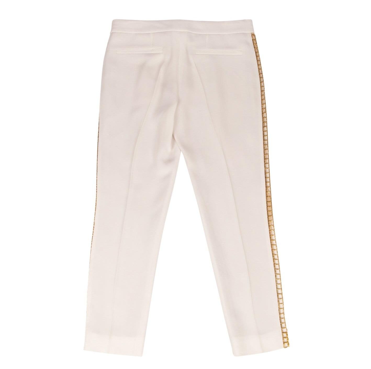 Chloe Pant Winter White w/ Open Gold Metal Detail 36 / 4 - mightychic