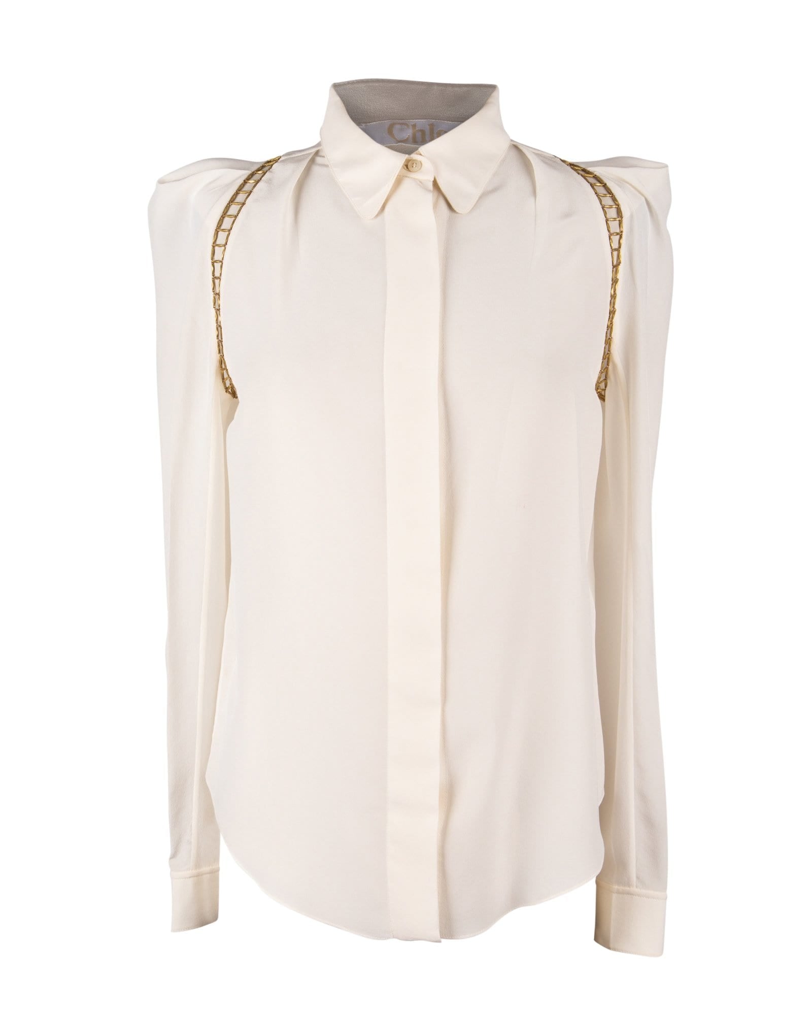 Chloe Top Winter White w/ Open Gold Metal Detail 38 / 6 - mightychic