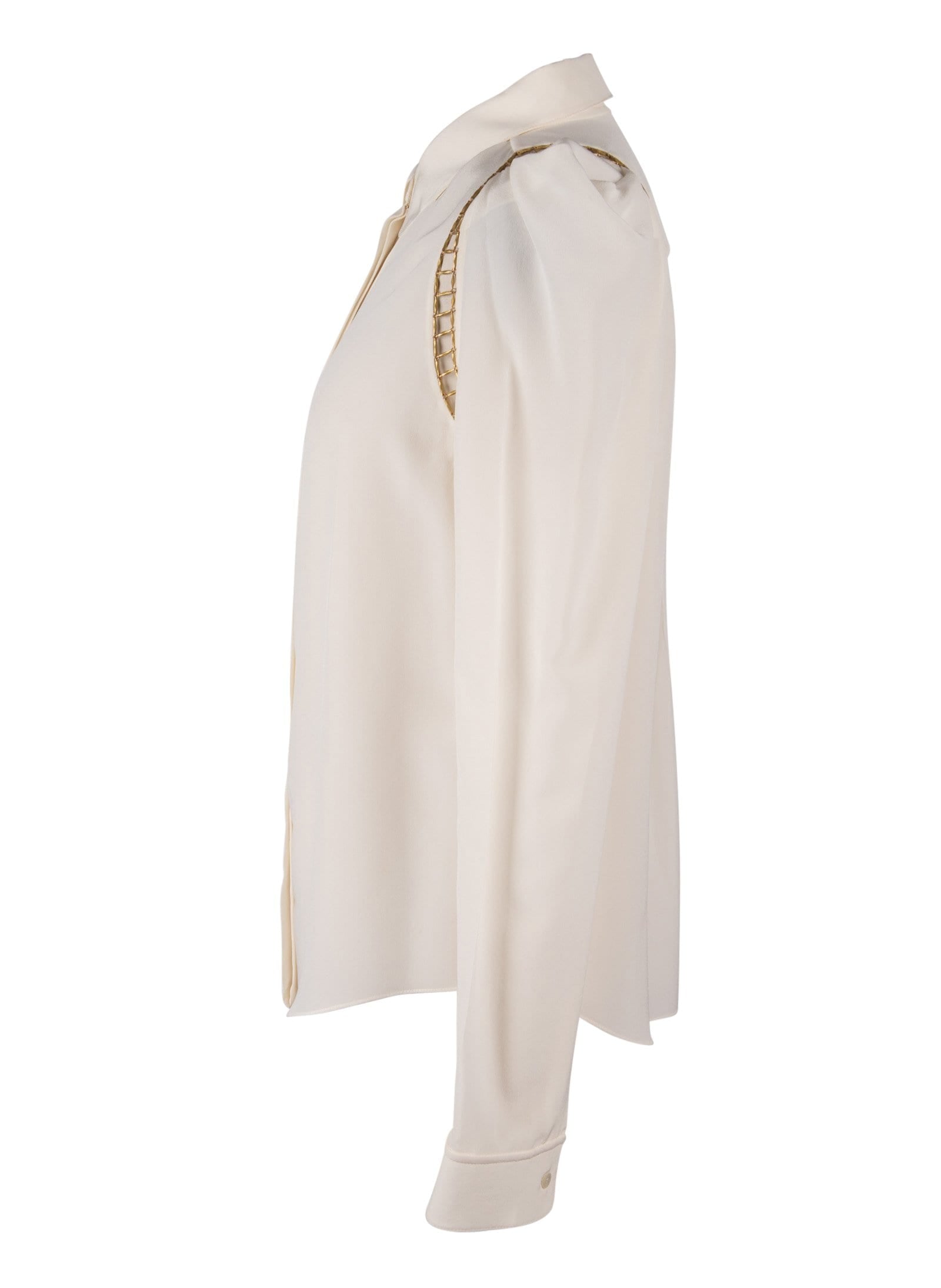 Chloe Top Winter White w/ Open Gold Metal Detail 38 / 6 - mightychic