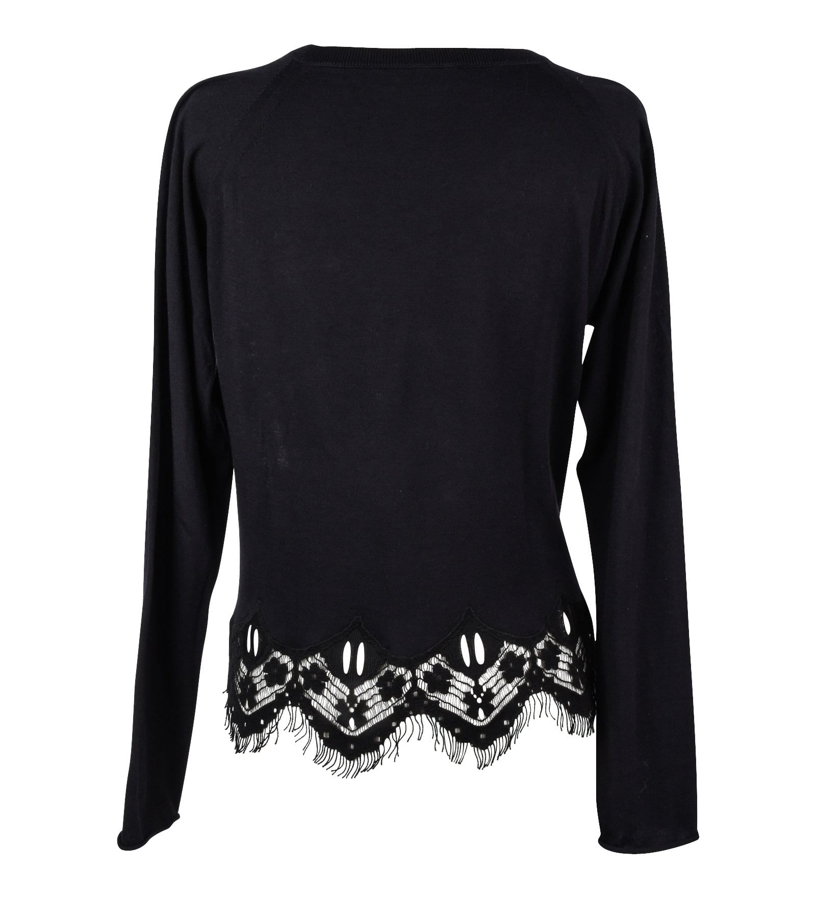 Chloe Top Navy Beautiful Black Lace Insets S - mightychic