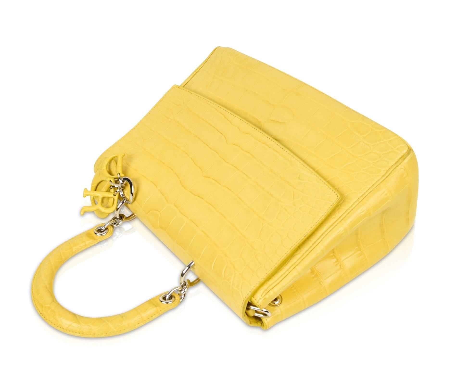 Christian Dior Be Dior Bag Matte Yellow Crocodile Double Flap Shoulder –  Mightychic