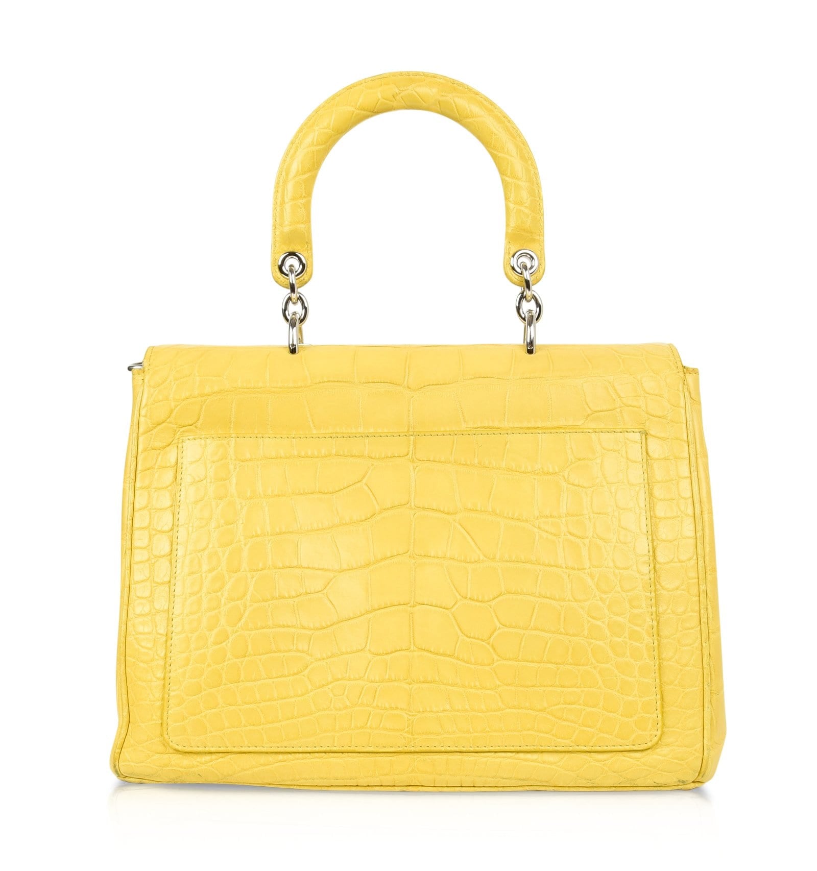 Christian Dior Be Dior Bag Matte Yellow Crocodile Double Flap Shoulder Strap Small - mightychic