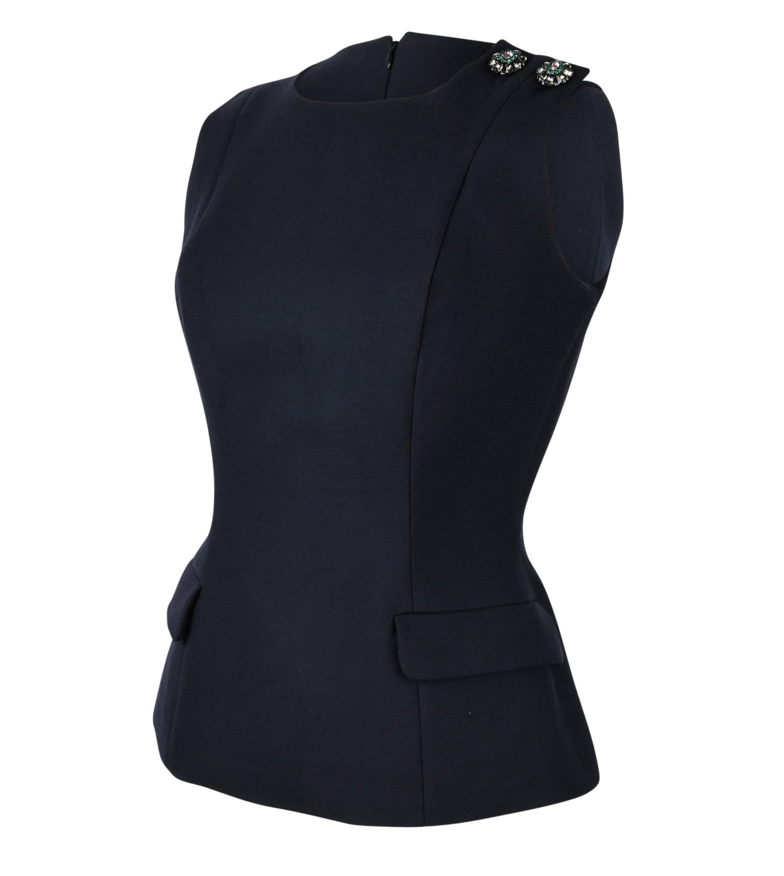 Christian Dior Top Black Sleeveless Jeweled Shoulder 6 - mightychic