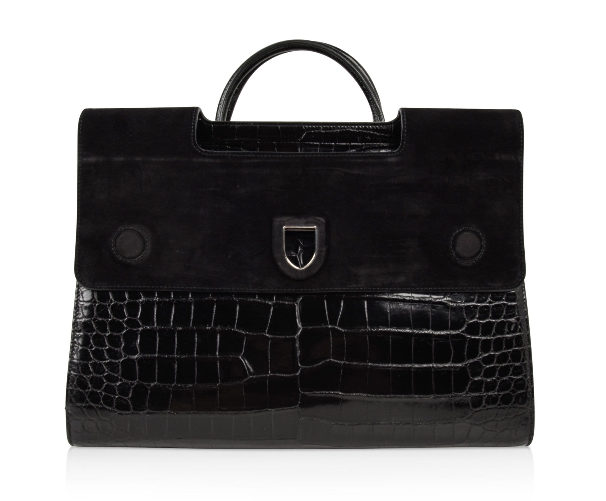 Christian Dior Bag Diorever Matte Black Crocodile Tote Shoulder Strap ...