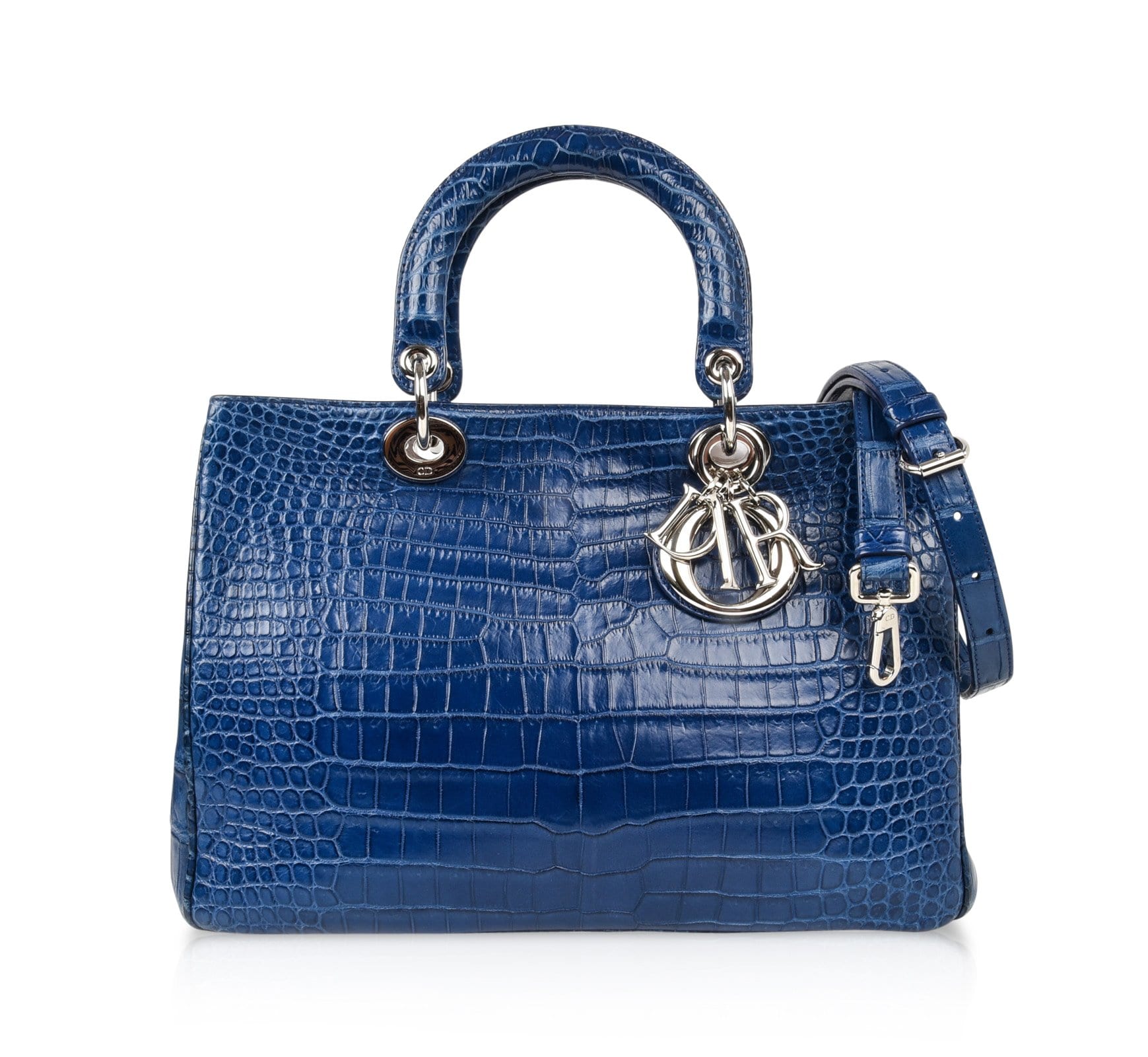 Christian Dior Bag Diorissimo Matte Blue Bi Color Crocodile Tote Medium - mightychic