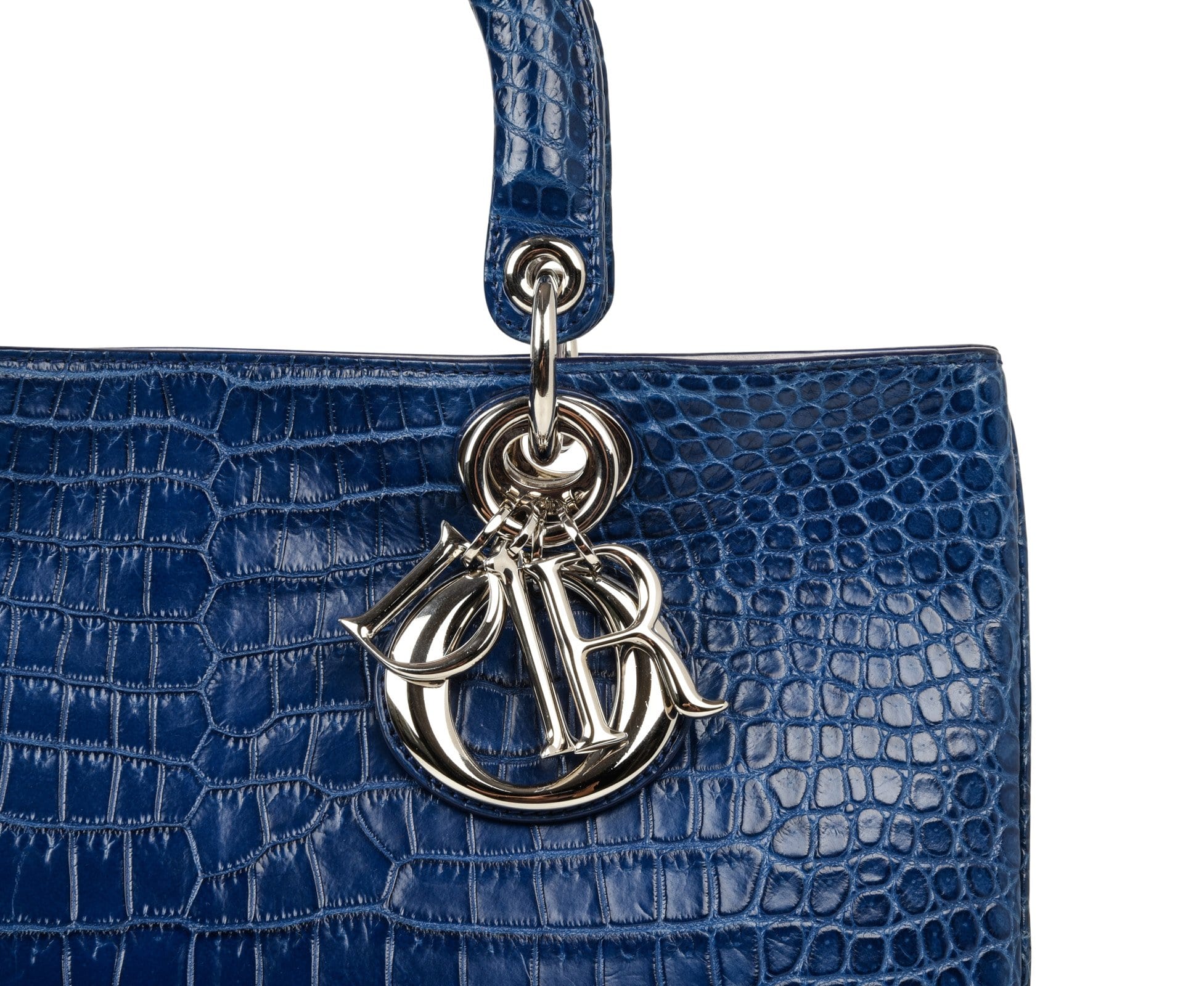 Christian Dior Bag Diorissimo Matte Blue Bi Color Crocodile Tote Medium - mightychic