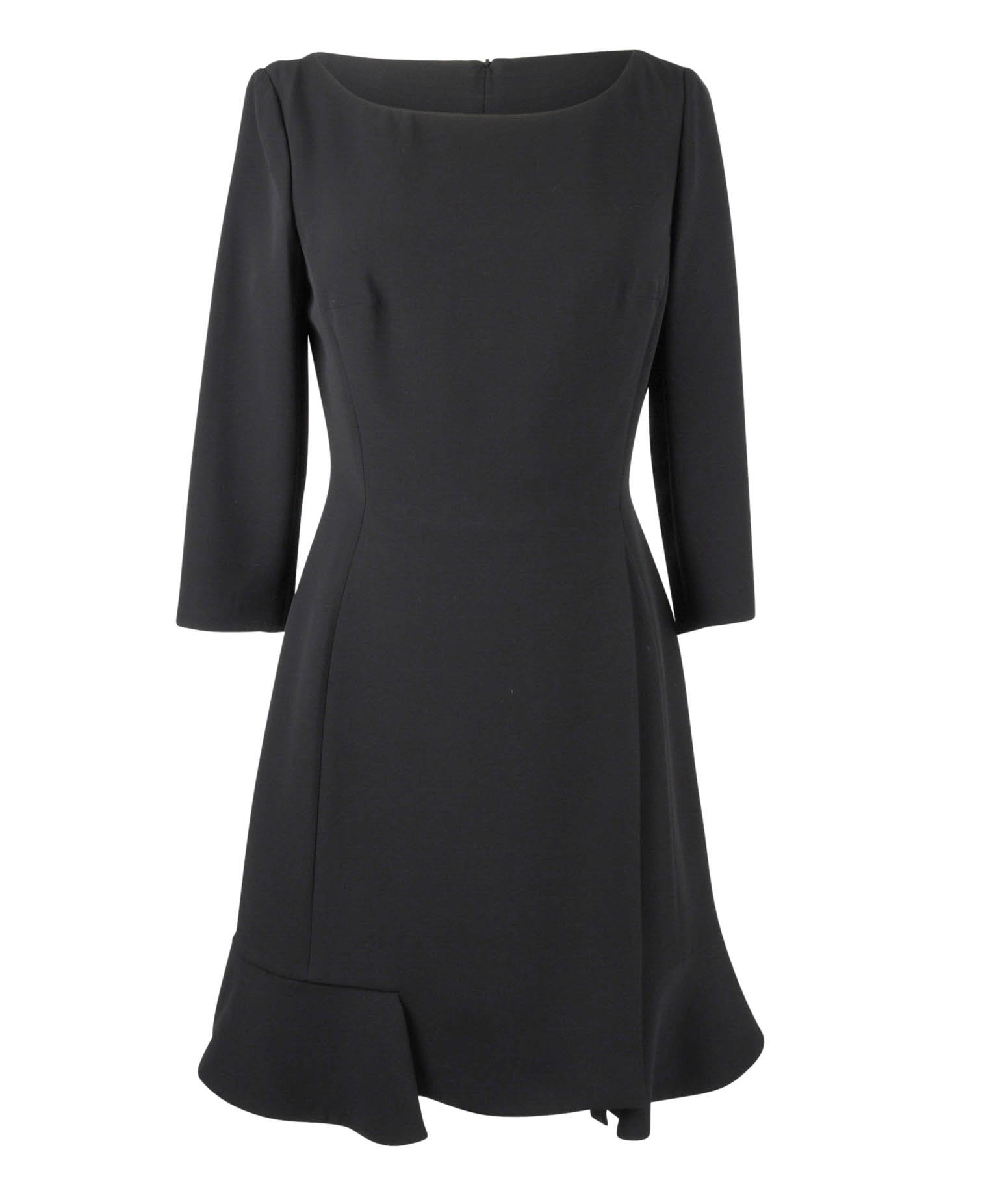 Christian Dior Black Dress Ruffle Hem 3/4 Sleeve 8
