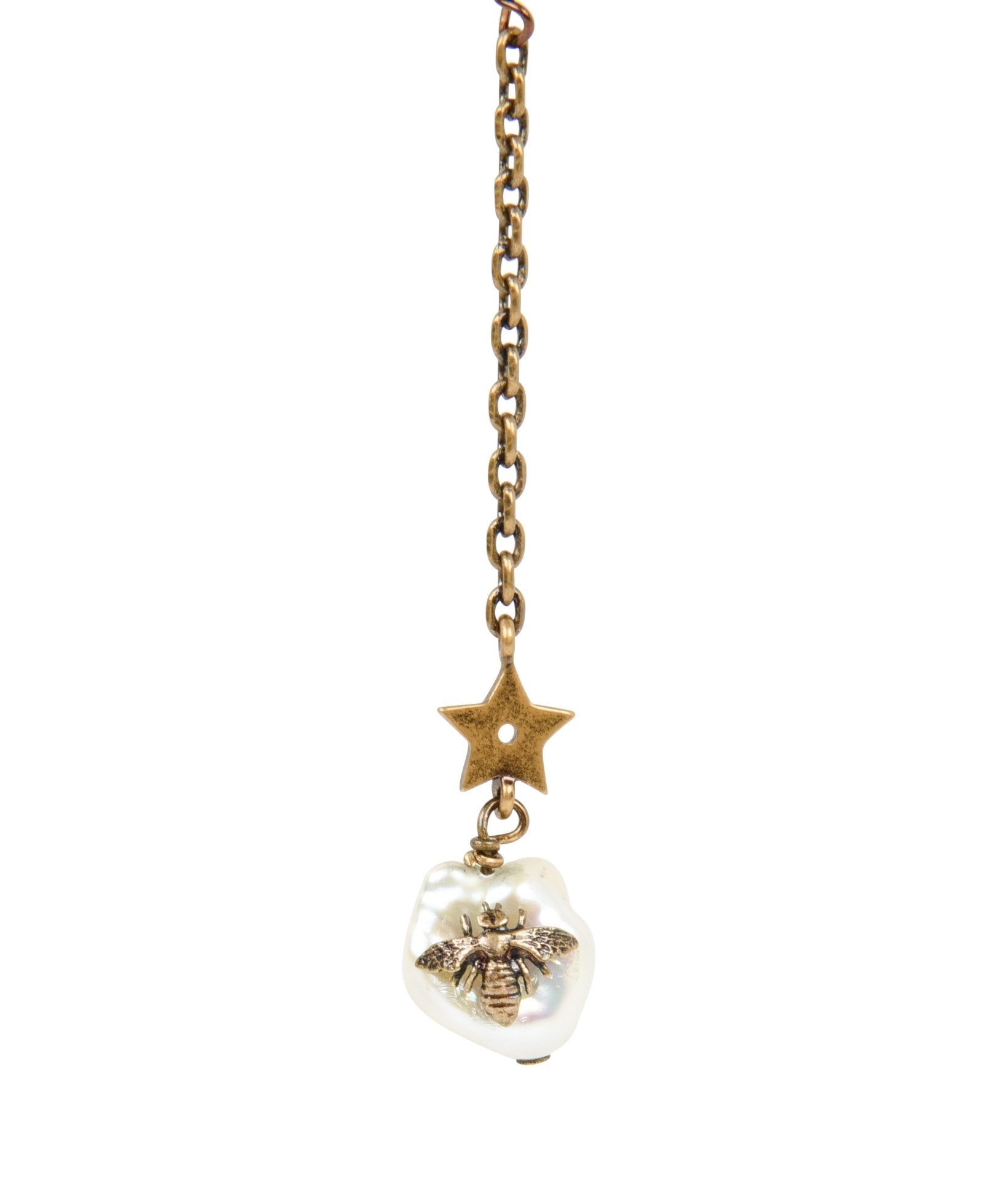 Dior, Jewelry, Christian Dior Dior Dior Pearl Necklace Charm Bee Star  Clover Fashionable Gold O