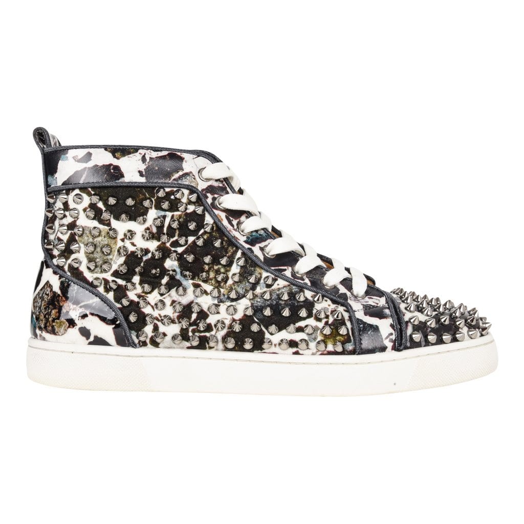 Christian Louboutin Men's Louis Flat Patent Carr Spikes High Top Sneaker 42.5 / 9.5 - mightychic