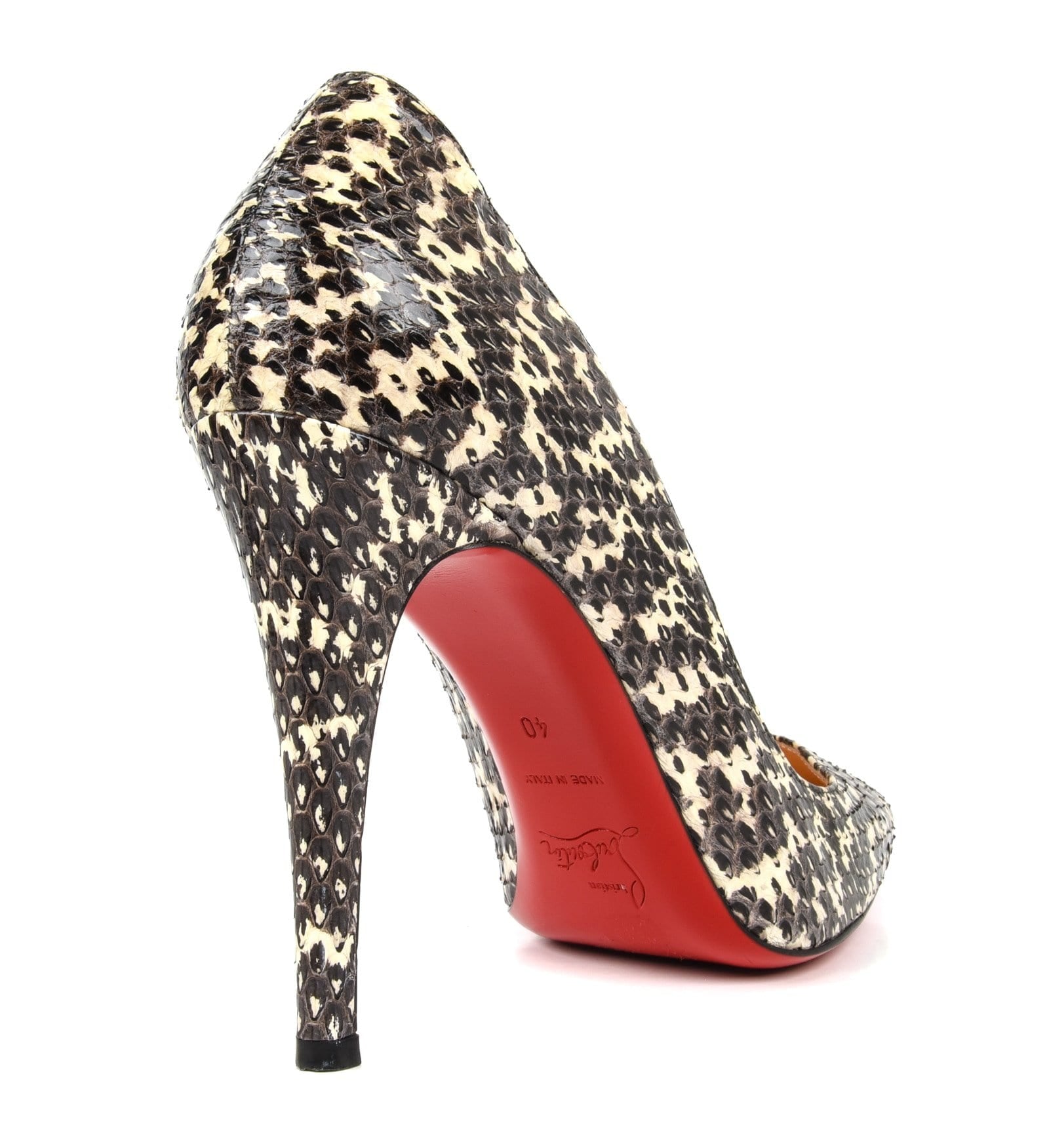 Christian Louboutin Shoe Black and Off White Snakeskin Pump 40 / 10 - mightychic