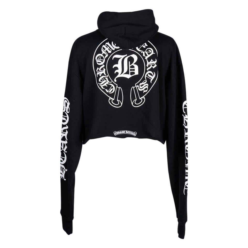 Women's Fleece Black Chrome Hearts Cropped Hoodie - Jacket Makers