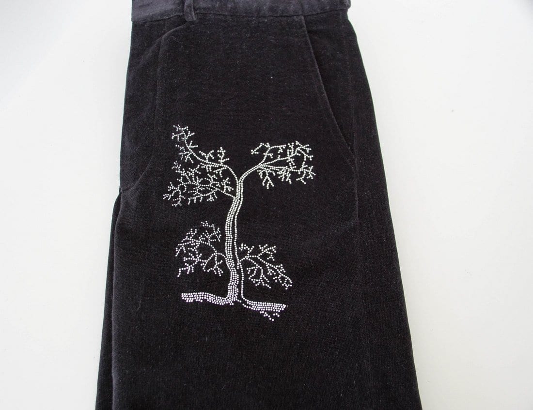 Libertine Pant Black Velvet Shorts Tree of Life Diamantes 30 - mightychic