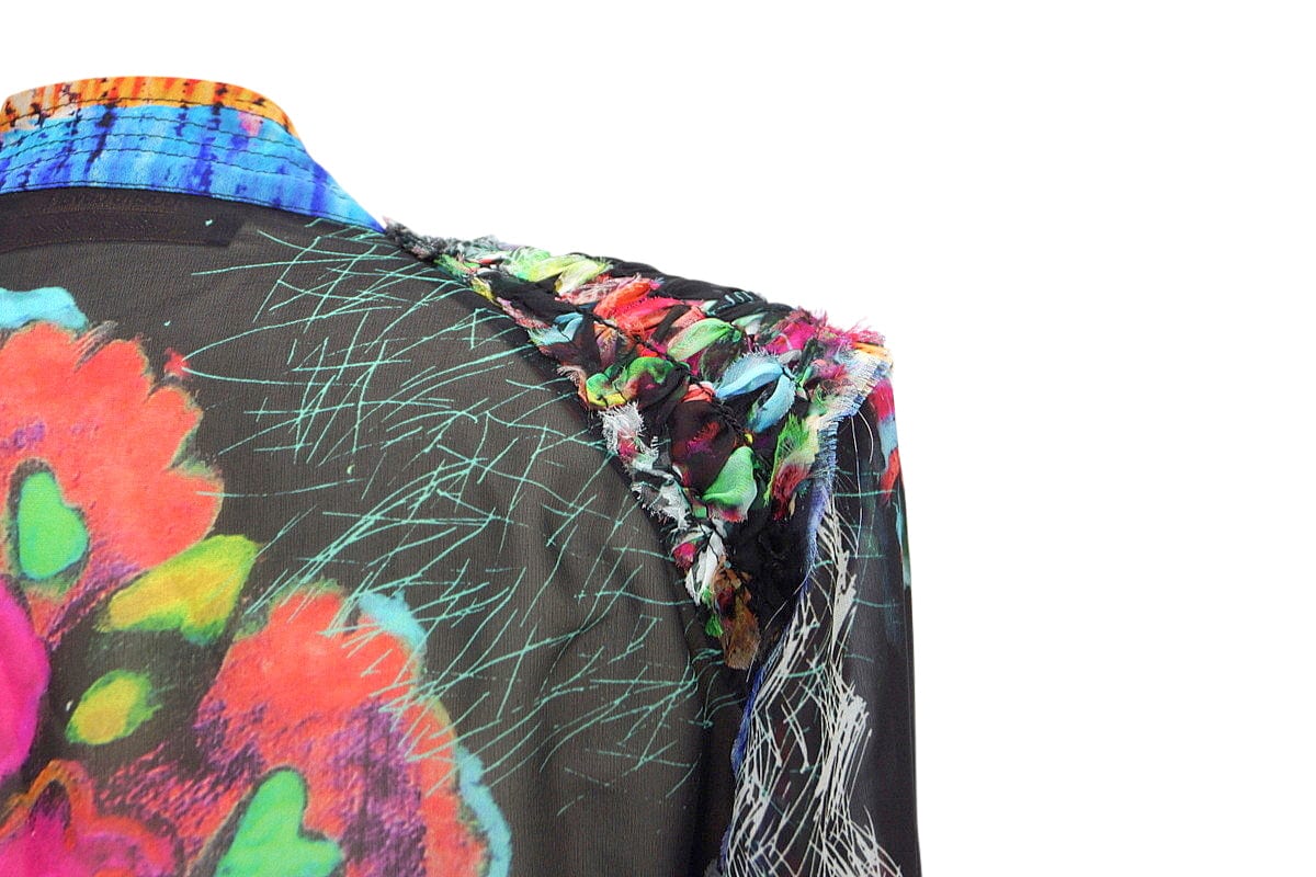 Roberto Cavalli Top Blouse Intricate Ribbon Detail Vivid 44 / 10 fits 8 - mightychic