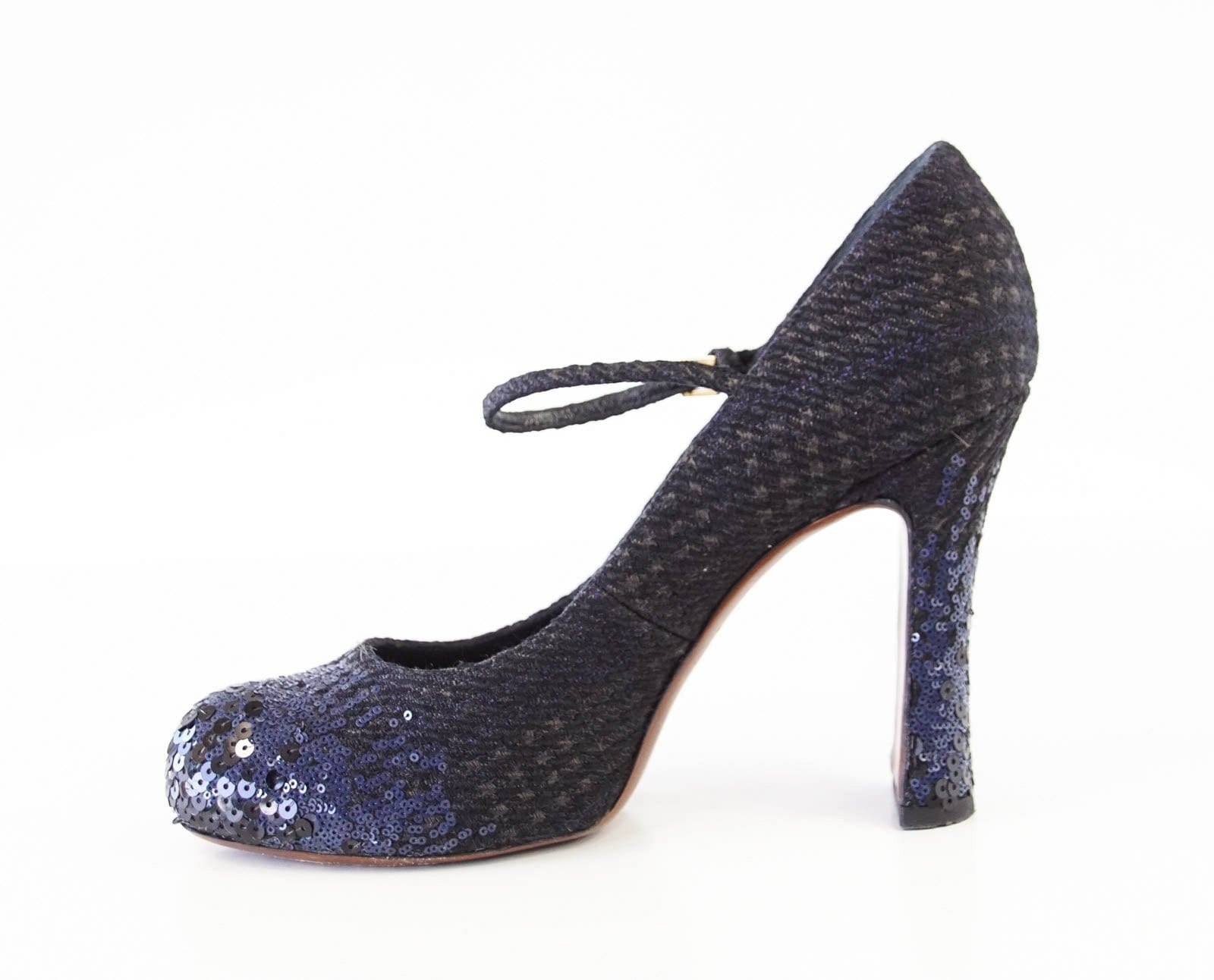 Louis Vuitton Shoe Mary Jane Tweed Sequined Detail 39 / 9
