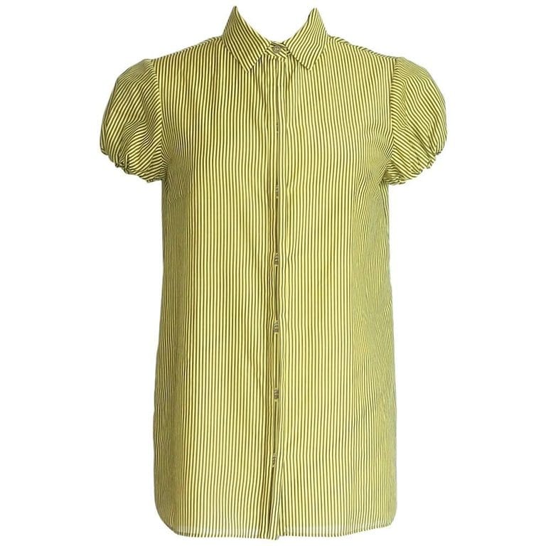 Versace Top Lean Cut Chic Yellow Brown Striped 42 / 8 - mightychic