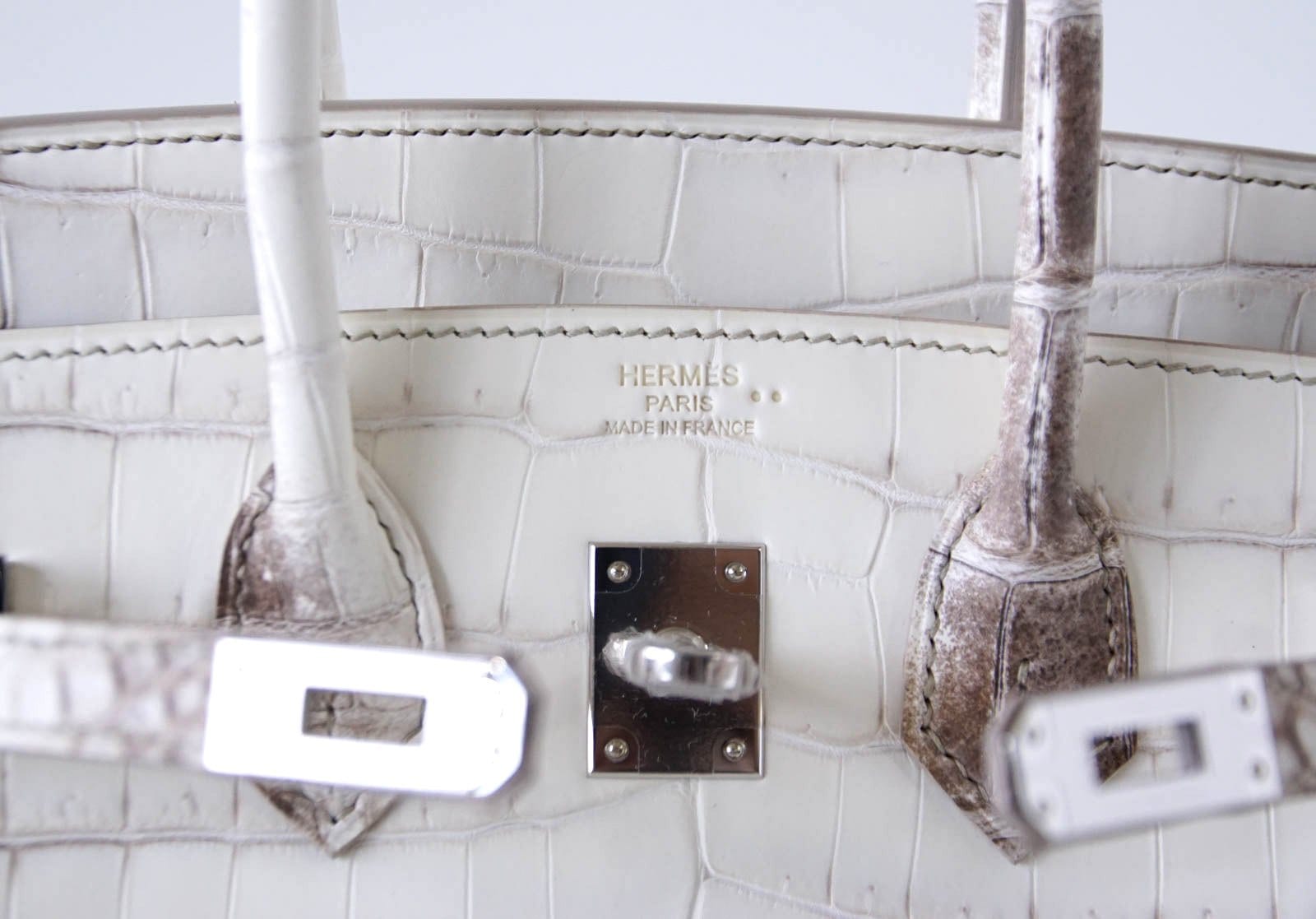 Hermes Birkin 25 Bag Blanc Himalaya Exquisite Jewel Palladium Hardware - mightychic