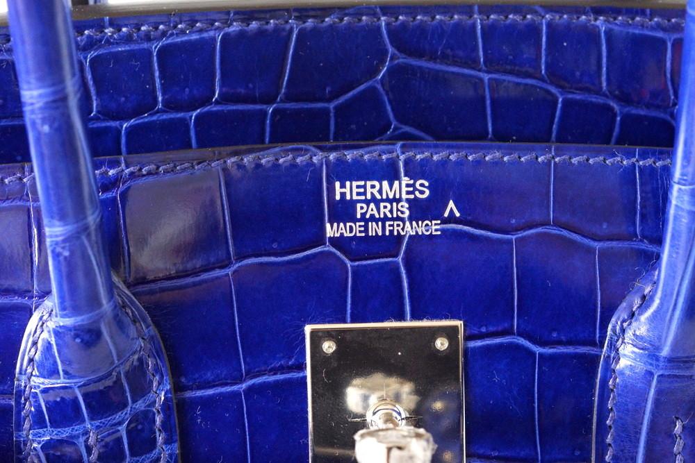 Hermes Birkin 35 Bag Vivid Electric Blue Porosus Crocodile