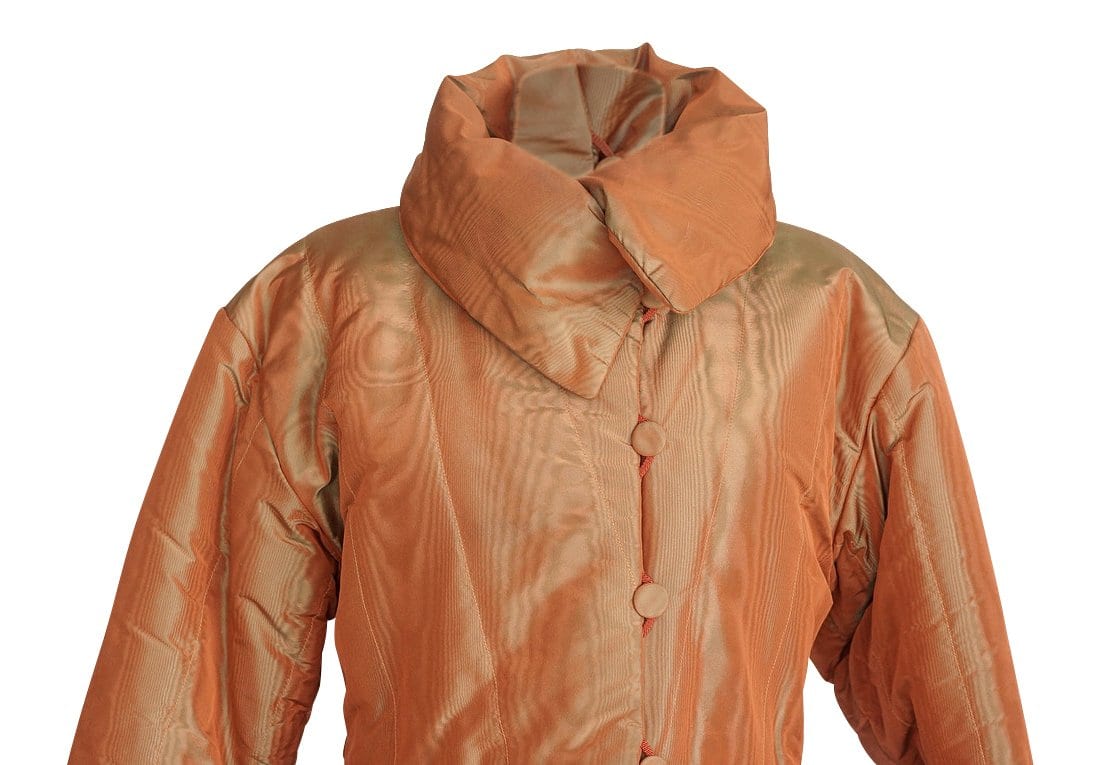 Hermes Jacket Exquisite Highly Styled Vintage Silk Moire Burnt Pumpkin 36 / 6 - mightychic