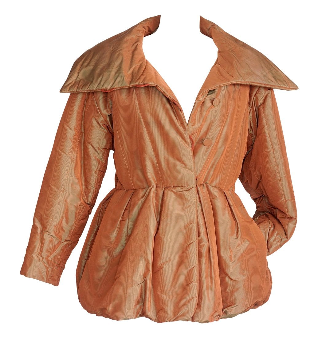 Hermes Jacket Exquisite Highly Styled Vintage Silk Moire Burnt Pumpkin 36 / 6 - mightychic
