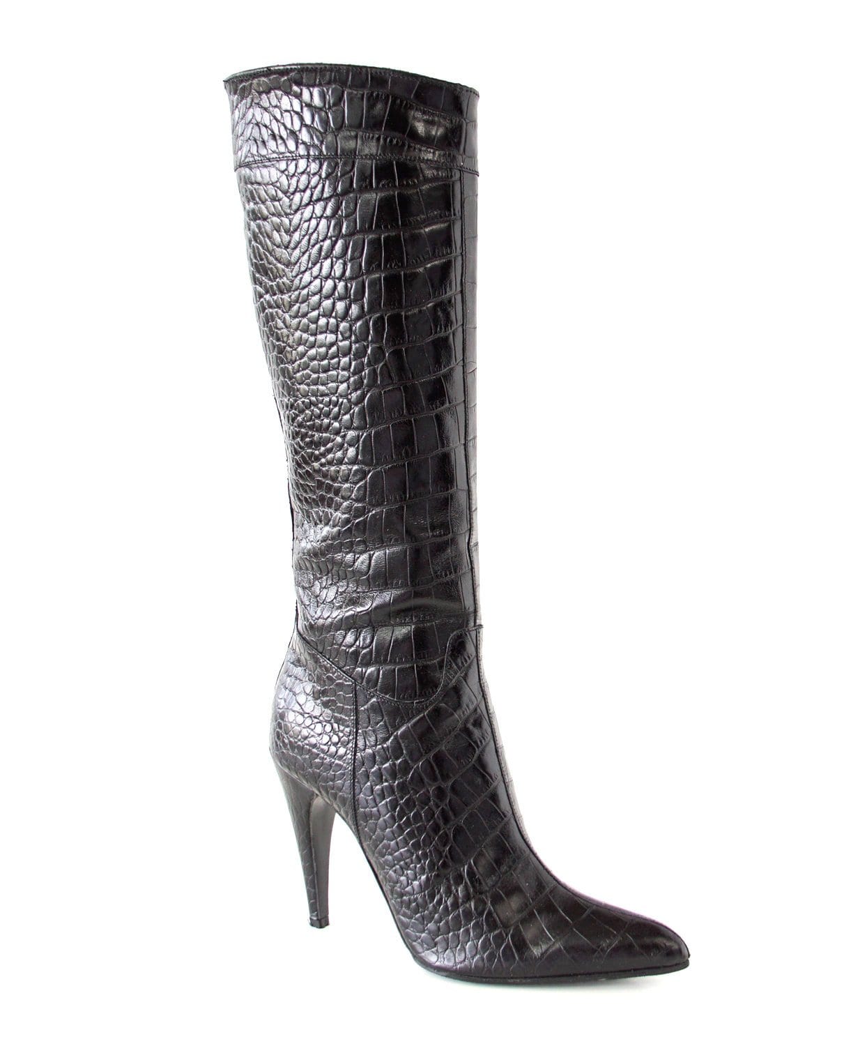 Prada Boot Sleek Rich Black Crocodile Knee High 37 / 7 - mightychic