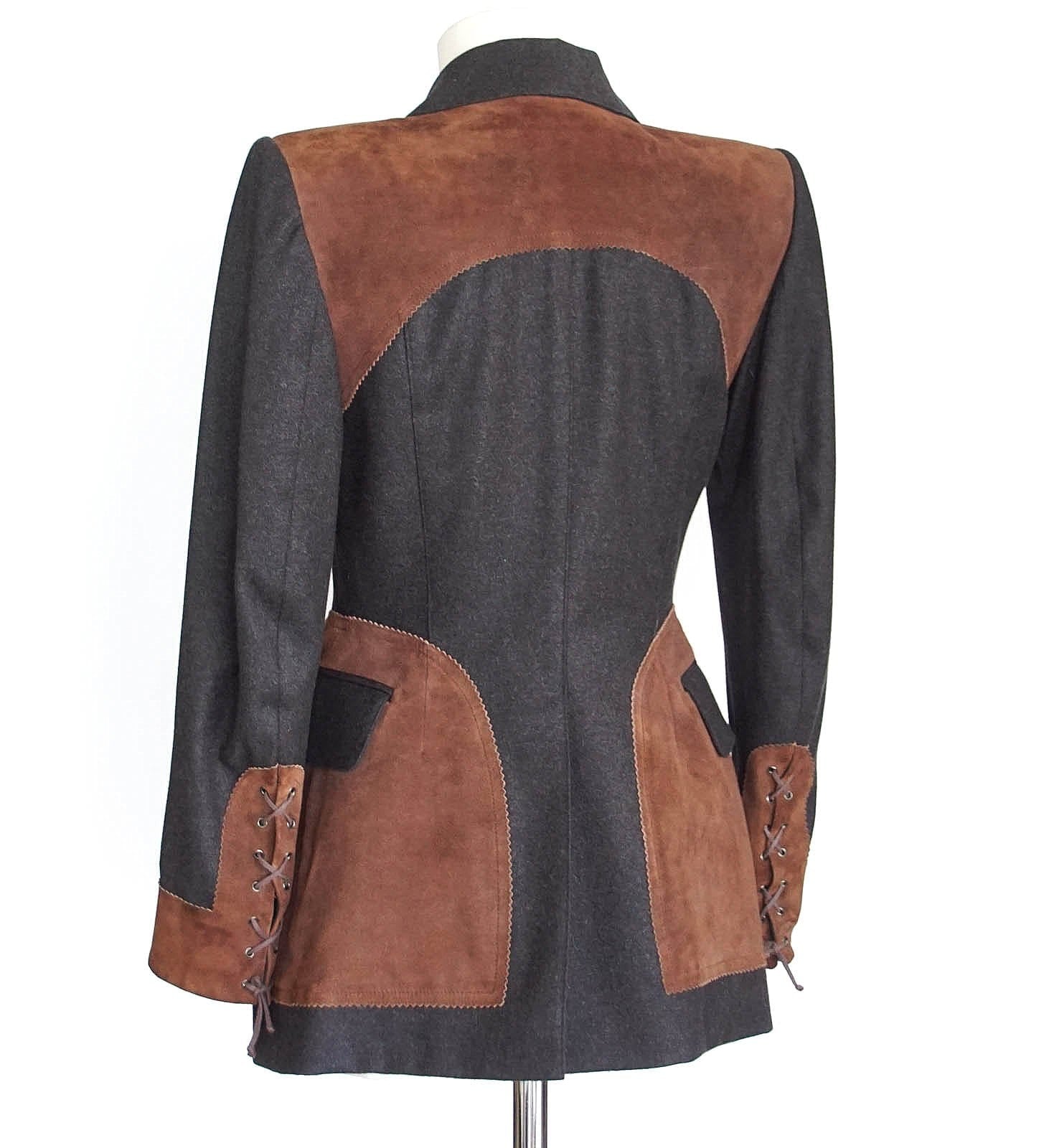Hermes Jacket Striking Shape / Details in Wool and Suede Vintage 36 / 4 - mightychic