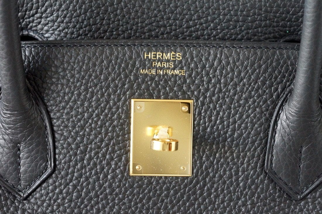 Hermes Vert De Gris Togo Leather Gold Finished Birkin 25 Bag Hermes