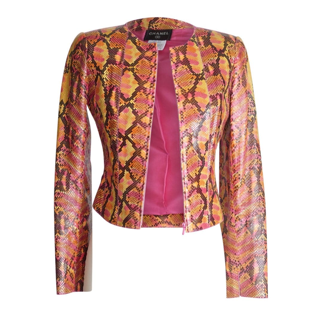 Chanel 00T Jacket Vintage Runway Multi Colored Snakeskin 36 / 6 – Mightychic