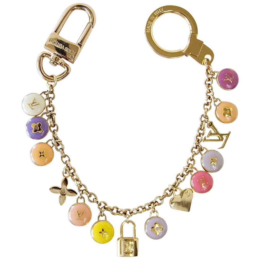 Louis Vuitton Logo Bag Charm Pastilles Gold and Pastels - mightychic