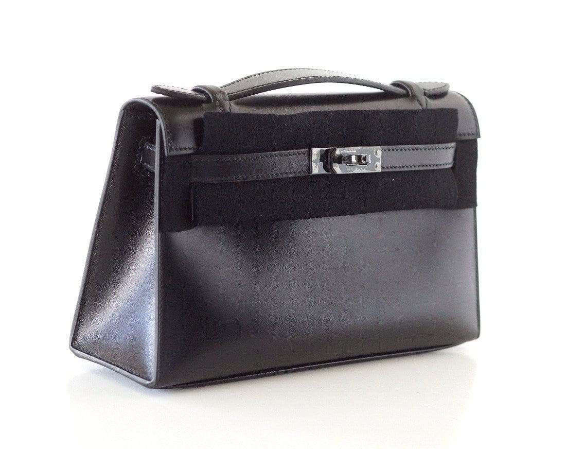 Hermes Kelly Pochette Clutch Bag Limited Edition So Black Box