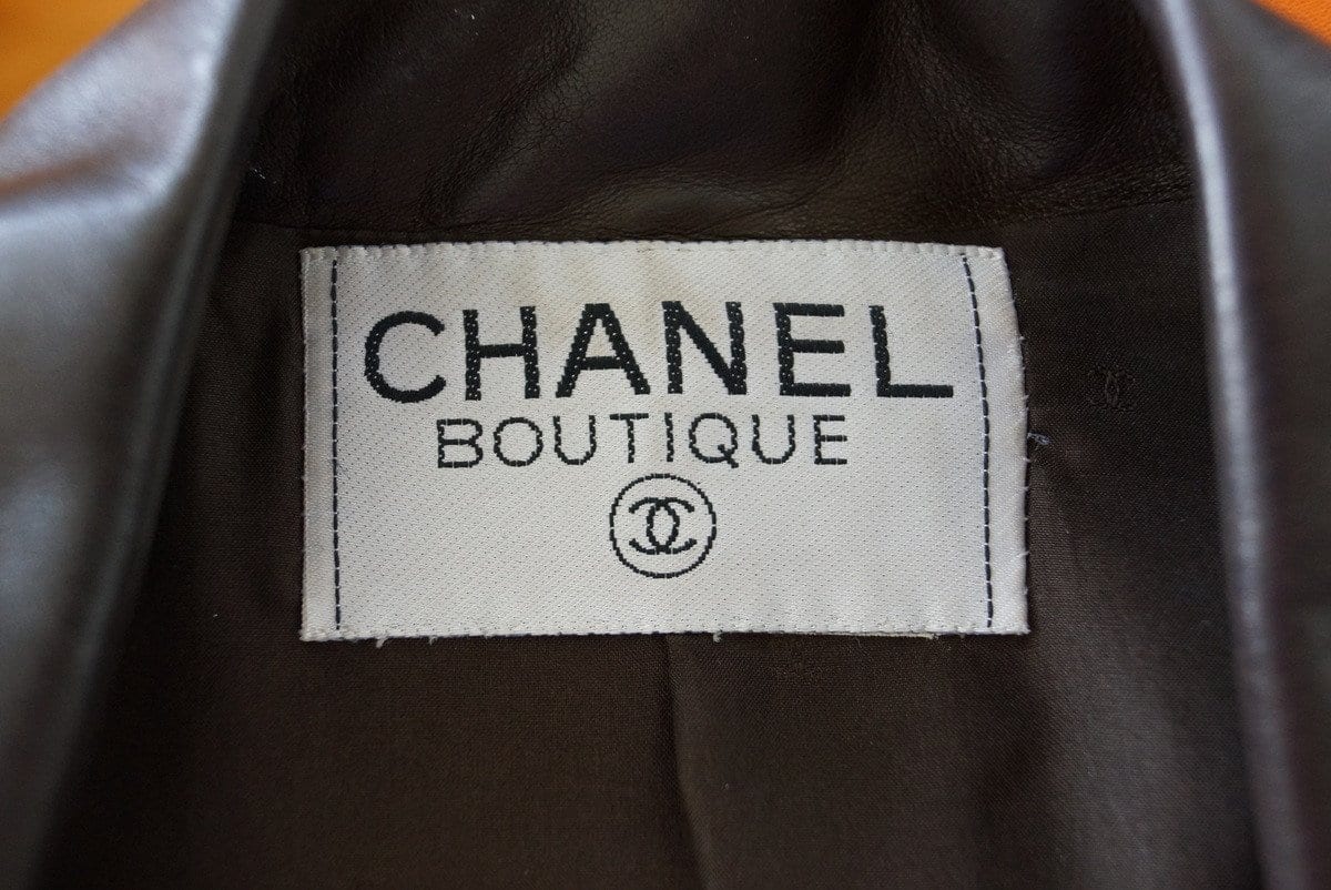 Chanel Jacket Leather With Suede Lots CC Buttons Rear Button Vent Vintage 40 / 6 - mightychic