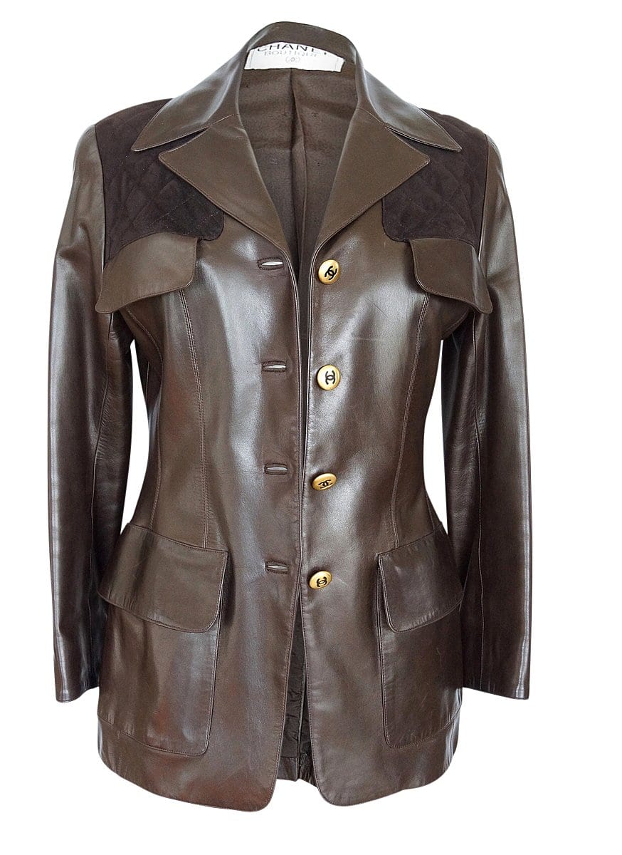 Chanel Brown Lambskin Leather and Lesage Tweed Jacket by Ann's Fabulous Finds